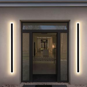 tewei 2 Pack 47.2Inch Modern Outdoor Wall Lights, LED Modern Wall Mounted Sconce, IP65 Black Exterior House Lights, 3000K Rectangular Long Strip Acrylic Wall Lights Fixture for Patio Porch(2 Pack) (2-Pack 47.2 inches)