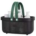 JiatuA Plastic Storage Basket with Handle Portable Shower Caddy Tote Organizer Basket Bin for Bathroom Kitchen Dorm Room Bedroom, Black Green