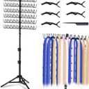 Braiding Hair Rack Standing with 120 Pegs, Height Adjustable 2-Side Hair Divider for Braiding Hair Separator Stand Metal (Black)