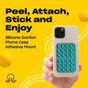 OCTOBUDDY Classic - Silicone Suction Phone Case Adhesive Mount - Hands-Free, Strong Grip Holder for Selfies & Videos - iPhone & Android Compatible - 2.25 x 3.25, Turquoise