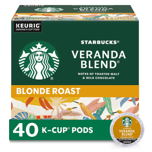 Starbucks Light Roast K-Cup Coffee Pods — Veranda for Keurig Brewers — 1 box (40 pods) Best By:Nov 10 202