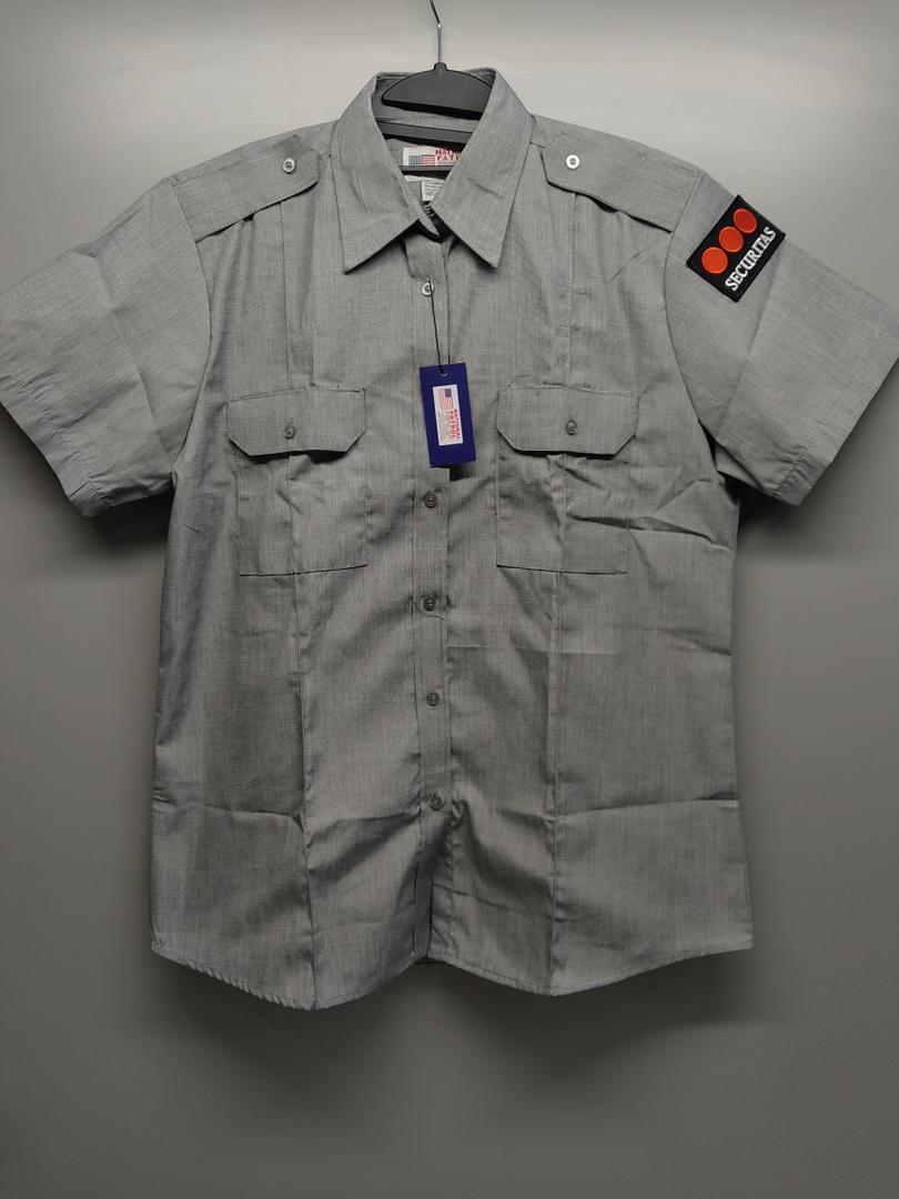 National Patriot, Securitas Button Up Shirt, Grey, M, Polyester