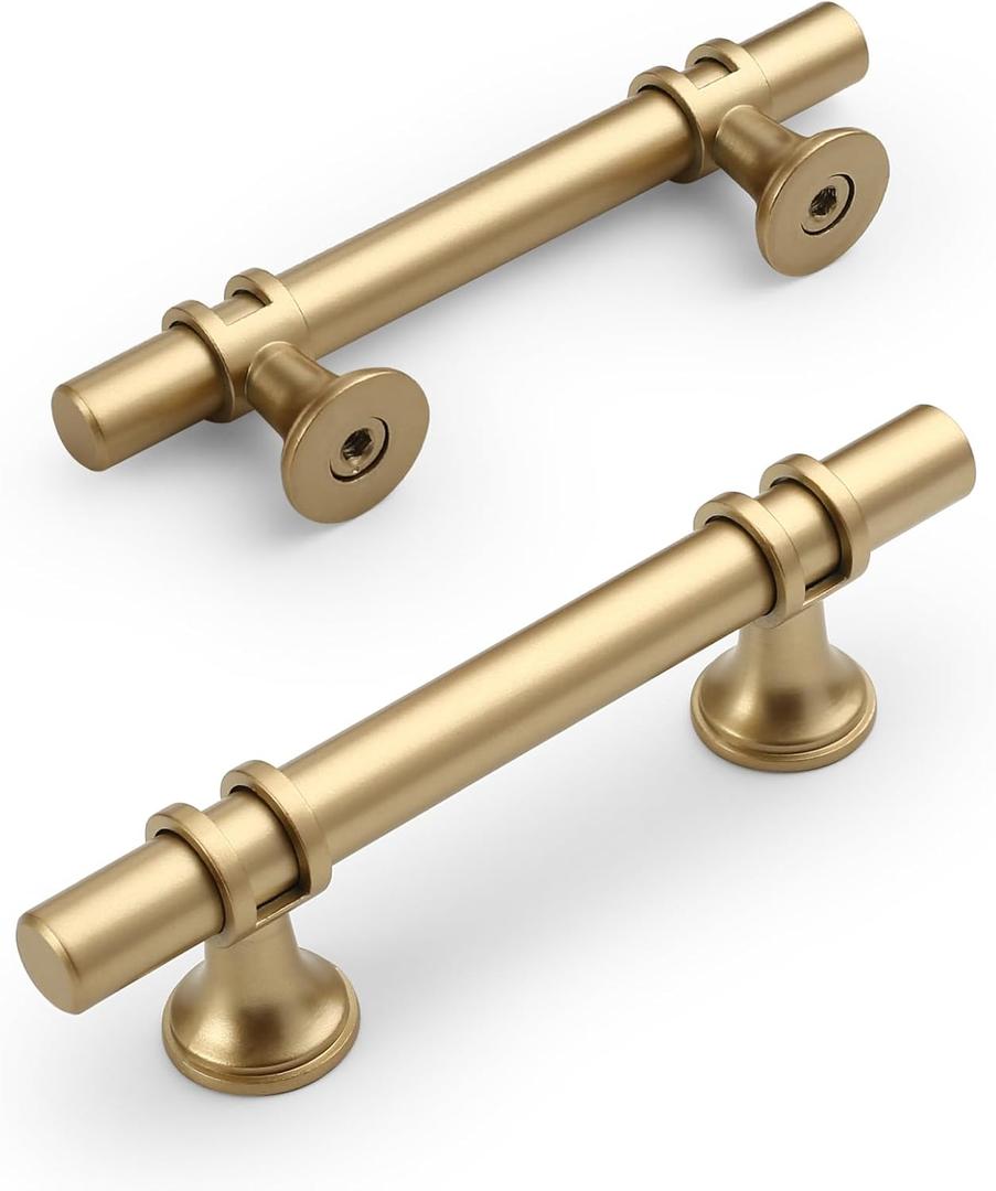 Amerdeco 10 Pack Matte Gold Cabinet Pulls 3 Inch(76MM) Hole Centers Kitchen Cabinet Handles Cabinets Hardware Drawer Pulls ZH0058