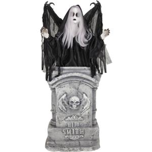Haunted Hill Farm 3.1-Ft. Winged Girl & Tombstone Halloween Animatronic
3.1 Ft Tall, Sound-Activated Rising Motion & Opening Wings, Red Eyes, Spoken Phrase, Creepy Girl Halloween Decoration