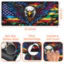NIYLYNSYN Mouse Pad Large Flag with an Eagle Non-Slip Gaming Desk Mat with Stitched Edge Laptop Keyboard Desk Pad for Work Home Gaming (35.4 x 15.7 Inches)