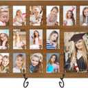 FramePro School Years Picture Frame Pre K to 12 Wooden Graduation Gift Collage Frame with Stand Easel, Displays One 4x6 and Twelve 2x3 Wallet Photos