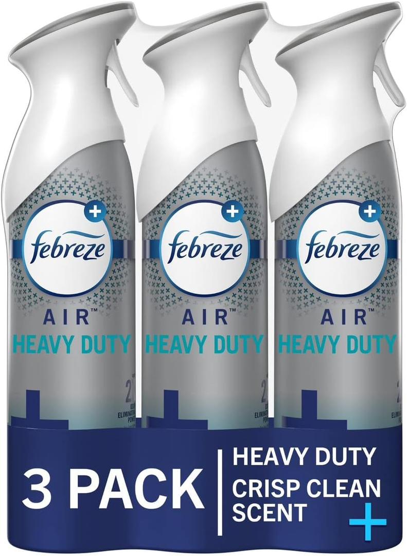 Febreze Air Mist Air Freshener Spray, Odor-Fighting Room Spray, Air Fresheners for Home and Bathroom and Kitchen, Aerosol Can, Heavy Duty Crisp Clean Scent, 8.8oz, (Pack of 3)