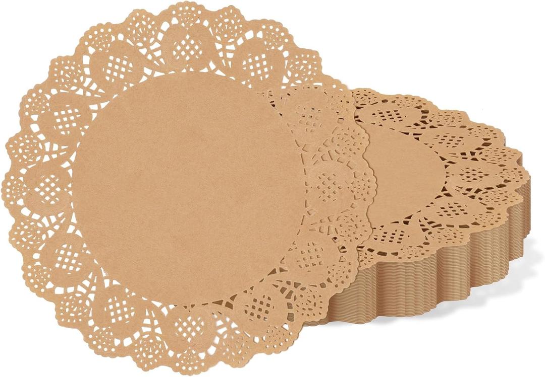 WYTAOHZL 300 Pieces Lace Paper Doilies for Tables 12 Inch Round Brown Paper Doilies for Food Cakes Desserts