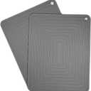 Silicone Trivets Mats Set, Trivets for Hot Dishes, Hot Pots and Pans, 9 x 12 Inches Dark Grey Silicone Hot Pads for Kitchen, Multi-Purpose Heat Resistant Mat Pot Holders 2 Pack