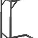 C-Shaped End Table, Small Sofa Table with Metal Frame, Adjustable Height Side Table for Couch, Living Room, Bedroom, Bedside (Black, Large)