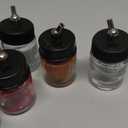 Goaste 7 Pack Glass Airbrush Bottles Kit, 22cc Empty Airbrush Jars, Transparent Airbrush Paint Storage Pot with 10pcs Cap Covers, 30° Down Angle Adaptor Lids, Fits Dual-Action Siphon Feed Airbrushes