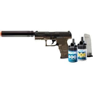 Elite Force Walther PPQ 6mm BB Pistol Airsoft Gun, Combat Kit (Airgun, 800 BBS and 2 Mags)