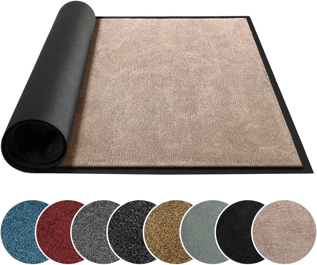Mibao Super Absorbent Front Door Mat, 29.5" x 17", Non-Slip Washable Indoor Doormats, Low Profile Entryway Rug Outdoor, Dirt Resistant Welcome Mats for Front and Back Door Entrance, Beige