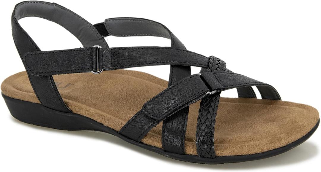 JBU by Jambu Women's Brooke Vegan Flat Sandal (Black)