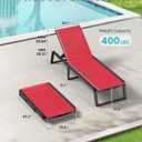 Aluminum Chaise Lounge Chair Outdoor, Foldable& No Assembly Patio Pool Lounge Chairs 5-Position Recliner for Outside, Fully Grounded Legs Sun Lounger for Poolside, Red