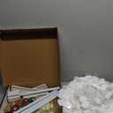 5 FT Pop Up Christmas Tree with Timer Lights and Decorations, White Artificial Tinsel Christmas Tree with 24 Ball Ornaments, Collapsible Pencil Tree for Home, Office, Holiday Party