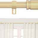 Gold Curtain Rods for Windows 30 to 75 Inches, 5/8 Inch Adjustable Heavy Duty Modern Curtain Rod with Adjustable Brackets, Easy Installation with Modern Finials, Adaptable to Various Styles of Rooms