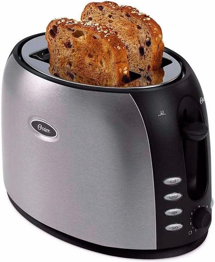 Oster 2-Slice Toaster with Extra Wide Slots, Bagel Toaster for All Bread Types, Brushed Stainless Steel