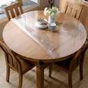 OstepDecor Frosted Round Table Protector 42 Inch Thick Frosted Table Cover Protector Round, Plastic Waterproof PVC Tablecloth, Vinyl Circle Table Top Protector for Dining Room, Coffee Tabletop