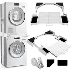 Kiss Core Washer Dryer Stacking Kit, Universal Washer Dryer Stacking Kit with Pull-Out Sliding Plate, Adjustable 29"-21" Stacking Kit for Washer and Dryer with Ratchet Strap