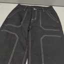 Women's High Waisted Baggy Jeans Stretch Washed Stitching Cargo Straight Denim Pants 36