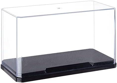 OLYCRAFT Clear Plastic Display Case 7x3.5x4 Inch Display Stand Box Self-Assembl Display Case with Black Base Dust Proof Protection Showcase for Collection Bricks Blocks Models