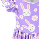 Unique Baby Girls' Short Sleeve Everyday Printed Dresses for Kid and Toddler, Sizes 2T-12Y (3T, Bunny Blossom)