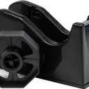 Desktop Tape Dispenser Adhesive Roll Holder (Fits 1" & 3" Core) with Weighted Nonskid Base (1P-Black)