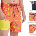 Cozople Boys Swim Trunks Compression Liner Swim Shorts Quick Dry Bathing Suit with Boxer Brief Swimwear 2-20T (4T, Banana)