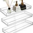Maitys 3 Pcs Acrylic Vanity Tray Bathroom Tray for Serving Vanity Makeup Organizer Clear Hand Towel Kitchen Countertop Makeup Perfume Cosmetics Organizer Valentine Gift (11.8 x 5 Inch)