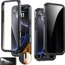 for iPhone 16 Pro Max Case Waterproof, Built-in Privacy Screen & HD Screen Double Front Frame [IP68 Underwater] Shockproof Dustproof Full Body Protection iPhone 16 Pro Max Phone Case (Black)