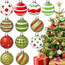 Yulejo 36 Pcs Christmas Peppermint Ornaments Colorful Lollipop Candy Cane Wood Hanging Ornaments with Rope Christmas Lollipop Candy Ball Pendants for Xmas Tree Wreath Party Decorations