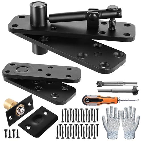 TopDirect Thicker Hidden Door Hinge, 570 LBS Load-Bearing Heavy Duty Pivot Door Hinges, Black Murphy Door Hinge Hardware Kit 360°Rotation, Swinging Hinges for Secret Door Hidden Bookcase