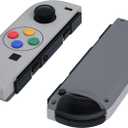 eXtremeRate DIY Replacement Shell Buttons for Nintendo Switch & Switch OLED, SFC SNES Classic EU Style Soft Touch Housing Case with Corlorful Button for Joycon Controller- Console Shell NOT Included