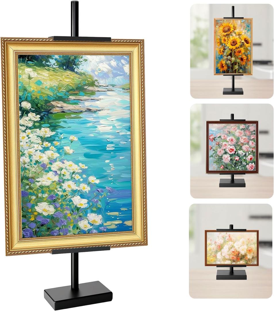 AZEAM Tabletop Easel Stand,Adjustable Poster Stand for Frames up to 29" ,Black Metal Standing Easel Display Stand for Art Signs Photos, Framed Artwork Display Easel Stands for Home or Events