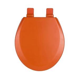 Toilet Seat, Slow Close, Soft Touch, Ultra-Smooth Matte Finish (No Orange-Peel Texture), Premium Moulded Wood, Quick Release, PIKLiDS (Orange, Round)