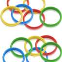 Gamie Carnival Cane Rack Rings - Set of 12 - Colored Hoops for Ring Toss Games and More - Durable Plastic - Carnival Supplies for Party Activities, Outdoor and Indoor Fun
