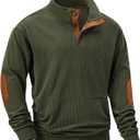 JMIERR Men's Corduroy Sweatshirt Casual Long Sleeve Stand Collar Button Pullover Sweatshirts with Pockets (3X-Large, B Jungle Green)