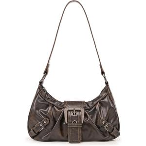 Shoulder Bag for Women Top Handle Handbag Purse Y2K Hobo Clutch Small Punk Purse Trendy (Coffee)
