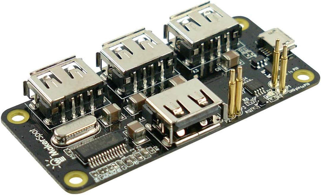 4-Port Stackable USB Hub HAT for Raspberry Pi Zero V1.3 (with Camera Connector) and Pi Zero W /2W (with Bluetooth & WiFi)