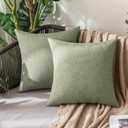 MIULEE Pack of 2 Decorative Outdoor Solid Waterproof Throw Pillow Covers Faux Linen Garden Farmhouse Cushion Cases for Patio Tent Balcony Couch Sofa 18x18 Inch Gray Green