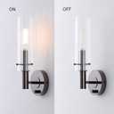 BYOLIIMA Black Bathroom Vanity Light Fixtures with Striped Clear Glass Shades Modern Wall Sconces Dimmer ON/Off Switch Indoor Wall Light for Mirror Living Room Bedroom Hallway Staircase