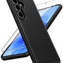 FNTCASE for Samsung Galaxy S25 FE Case - Military Grade Drop Protection, 14ft Drop Tested, Screen Protector Included, Anti-Slip Anti-Fingerprint TPU+PC Shockproof Phone Case Cover for S25FE (Black)