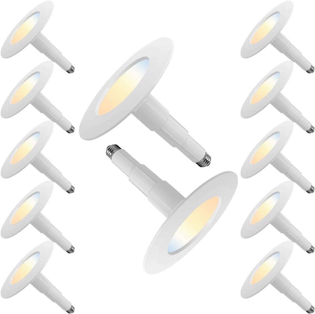 Jolux 12-Pack 5CCT Retrofit LED Recessed Lighting 6 Inch,Selectable 2700K/3000K/3500K/4000K/5000K,12W=60W,800Lumen,Dimmable Can Lights,Simple Installation Adjustable Retrofit Downlight,Bevel Trim