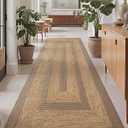 LUMI Jute Runner Rug Non Slip for Hallway, 3'x8' Natural Rustic Carpet No Shedding, Farmhouse Braided Area Mat Indoor High Traffic for Living Room, Entryway, Kitchen, Laundry (Linen Bloom)