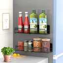 Magnetic Spice Rack for Refrigerator, 2 Pack Magnetic Shelf for Fridge with 4 Hooks, Black Magnetic Shelves, Organization and Storage Kitchen, Magnet Shelf for Fridge, Cabinet Organization