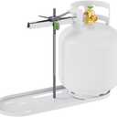 RVMATE RV Dual Propane Tank Mounting Rack with Locking Device for 20 lb Tanks, White, Dual RV Propane Tank Cylinder Rack with Lock for Travel Trailer Hitch Frame