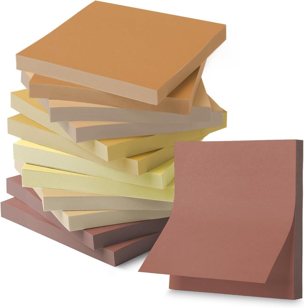 Mr. Pen- Sticky Notes, 3x3, 12 Pads, 600 Sheets, Vintage Brown Sticky Notes 3x3, Stocky Notes for Bible Journaling
