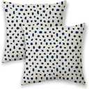 Navy Blue Polka Dots Pillow Covers 18x18 Inch Pack of 2 Boho Blue Cream Throw Pillow for Couch Brush Strokes Outdoor Pillowscase Square Pillow Case Cushion for Bedroom Home Sofa Decoration
