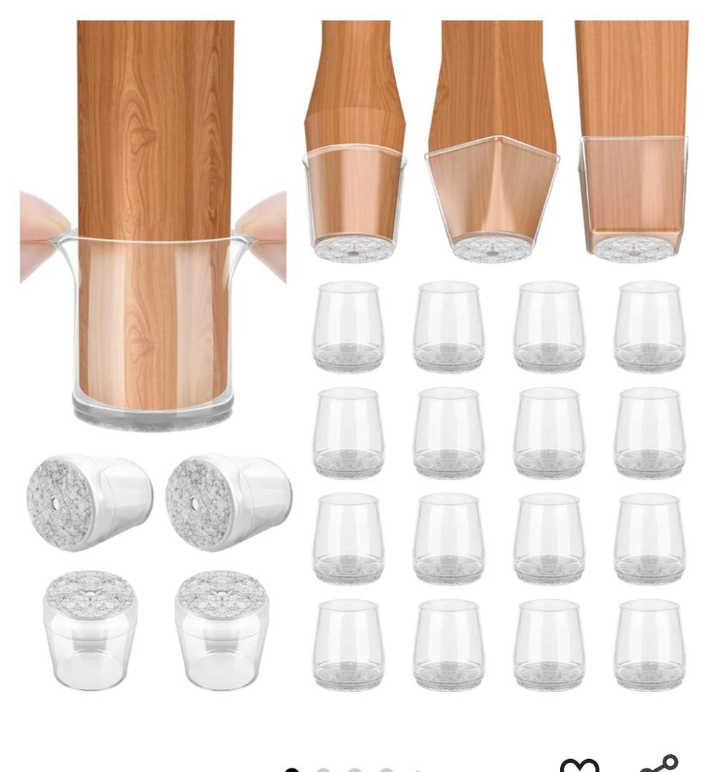 BALEINE 16 Pack Silicone Chair Leg Floor Protectors, Stool Leg Protectors Cap, Non-Slip Chair Leg Caps for Hardwood Floors (Clear & Small, 16 Pack)